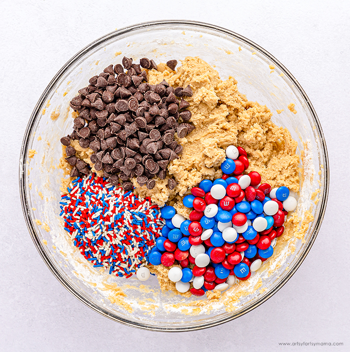 4th of July Dessert Red, White, and Blue M&M's Cookie Bars