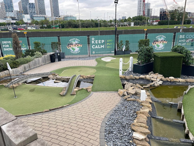 Crazy Putt Adventure Golf course at Greenwich Peninsula Golf Range in London. Photo by Matt Dodd, May 2022