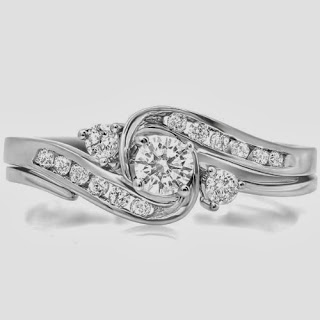 0.50 Carat (ctw) 10k White Gold Round Diamond Ladies Swirl Bridal Engagement Ring Matching Band Set 1/2 CT