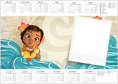 Moana Baby Free Printable Calendar 2017