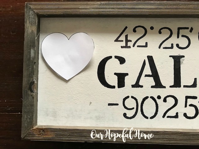 Galena Illinois coordinates sign heart stencil