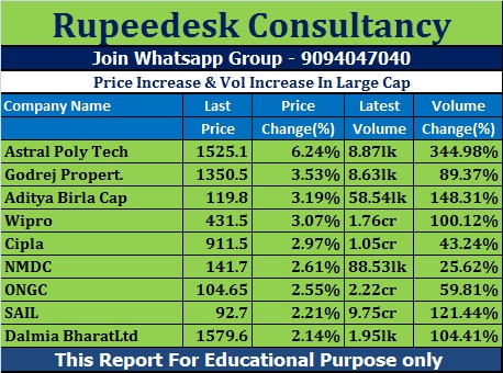 Price Increase & Vol Increase In Large Cap