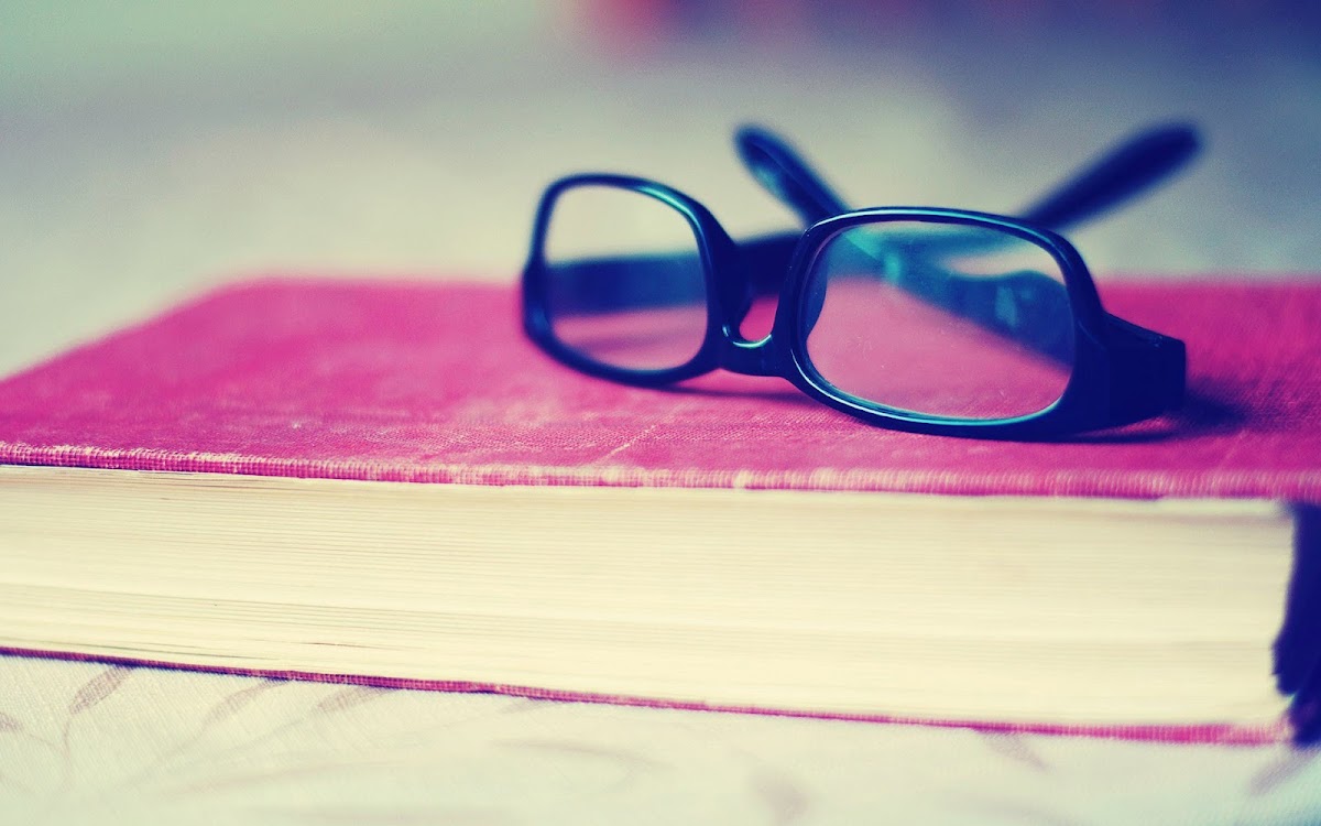 Glasses on Book Widescreen Wallpaper