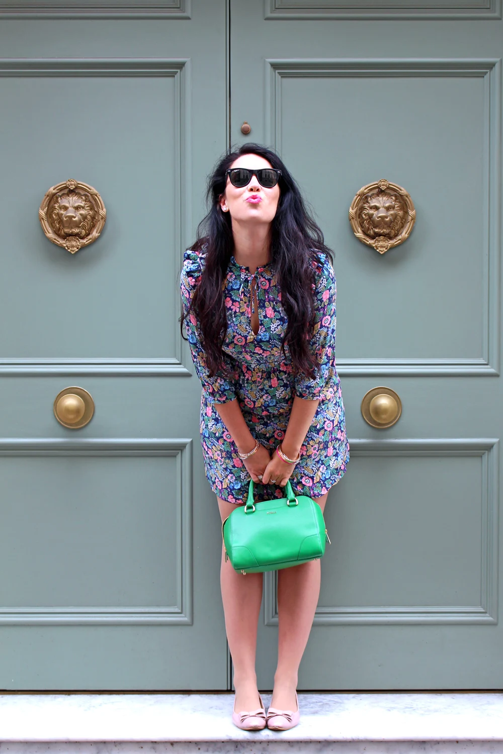 Green floral & Other Stories dress, Emma Louise Layla - London fashion blogger