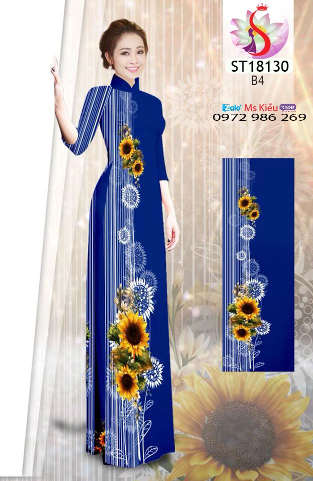 TOP 50 mẫu áo dài hoa Hướng Dương đẹp duyên dáng 2020