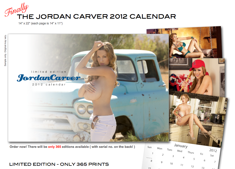Preorder my first official Jordan Carver 2012 Calendar and get a personal