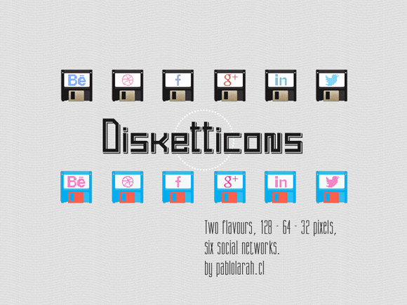 Freebie, Disketticons Social Icons by Pablo Lara H