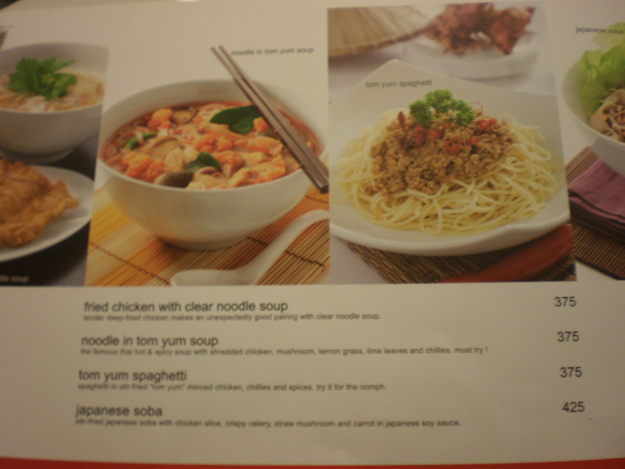 Thai cuisine is also on offer in the main menu. You can see that one ...