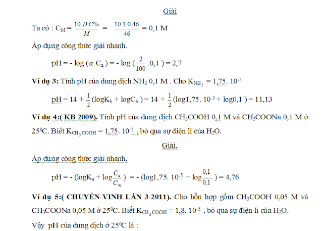 công thức tính nhanh pH và pOH - gia sư tại nhà - 2