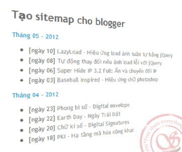 Tạo sitemap cho blog, table content, Sitemap blogger blogspot