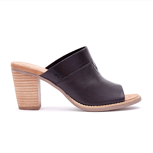 Black Leather Majorca Mules Shoes