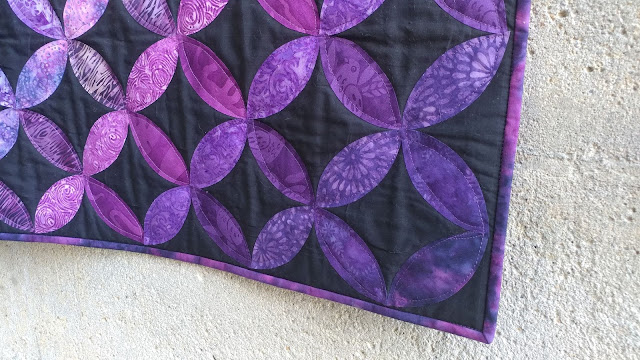 Purple ombre orange peel quilt with Island Batik fabrics