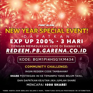 Redeem code berisi EXP UP 200%