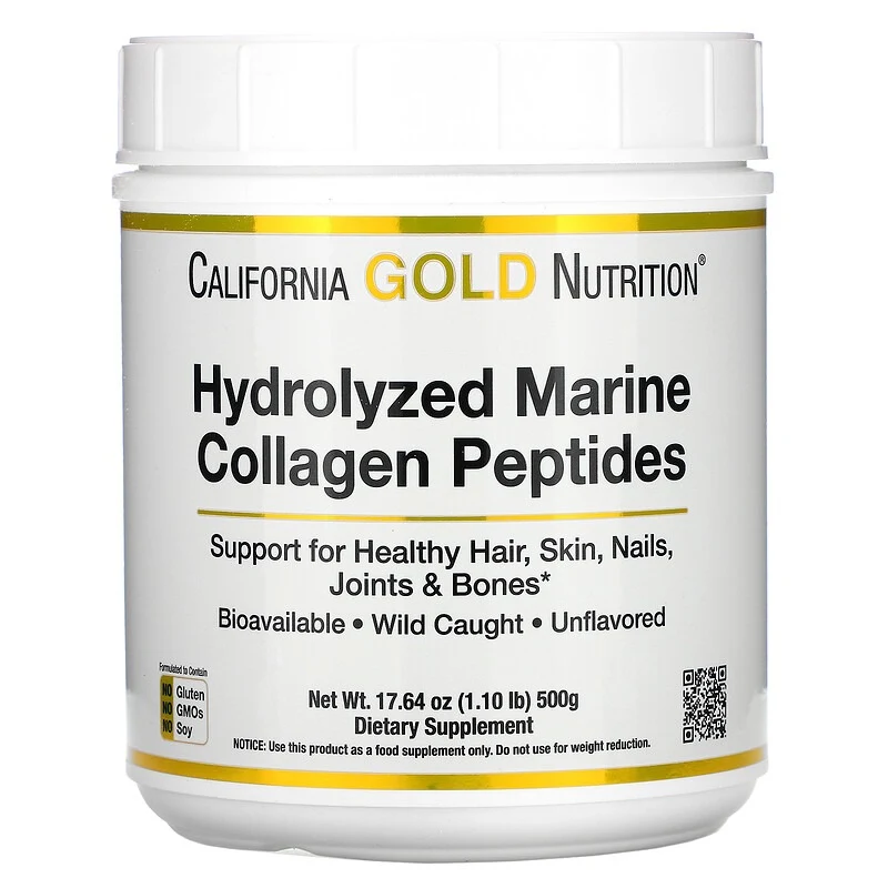 California Gold Nutrition, пептиды из морского коллагена премиального качества, без добавок, 500 г (17,64 унции)