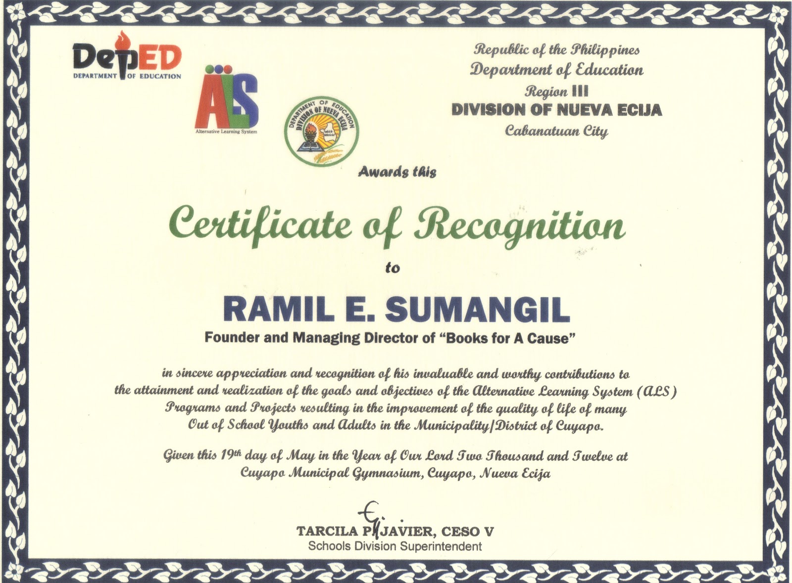 Deped Cert Of Recognition Template : 17+ Certificate of ...