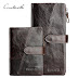 CONTACT'S Genuine Crazy Horse Cowhide Leather Men Wallets Fashion Purse With Card Holder Vintage Long Wallet Clutch Wrist Bag