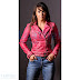 Leather Pink Women Jacket