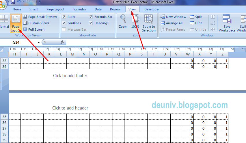 Tips Mencetak Daftar Nilai Pada Excel Ukuran Kertas F4 