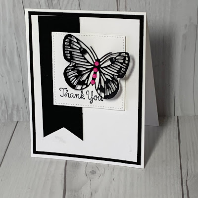 Thanks-You card using Brilliant Wings butterfly die from the Stampin' Up! Butterfly Brilliance Bundle
