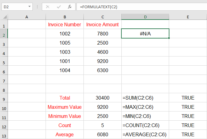 دالة FORMULATEXT