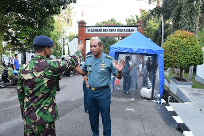 Cegah COVID-19 Lantamal IV Gelar Penyemprotan Desinfektan, Pengukuran Suhu Tubuh dan Cuci Tangan Dengan Sabun