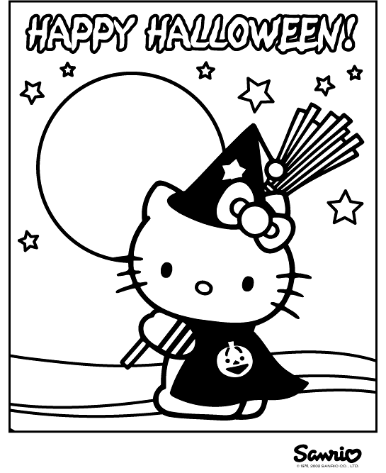 Halloween Coloring Pages Hello Kitty Happy Halloween Day Coloring Pages