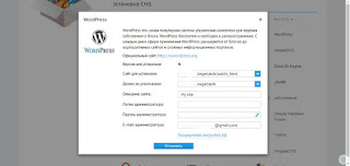 окно установки WordPress