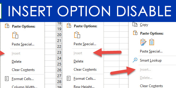 Re-enable Insert Option in Excel: Fix Disabled or Grayed-Out Insert Option on Right Click