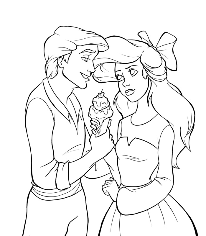 Ariel and Eric Coloring Pages title=