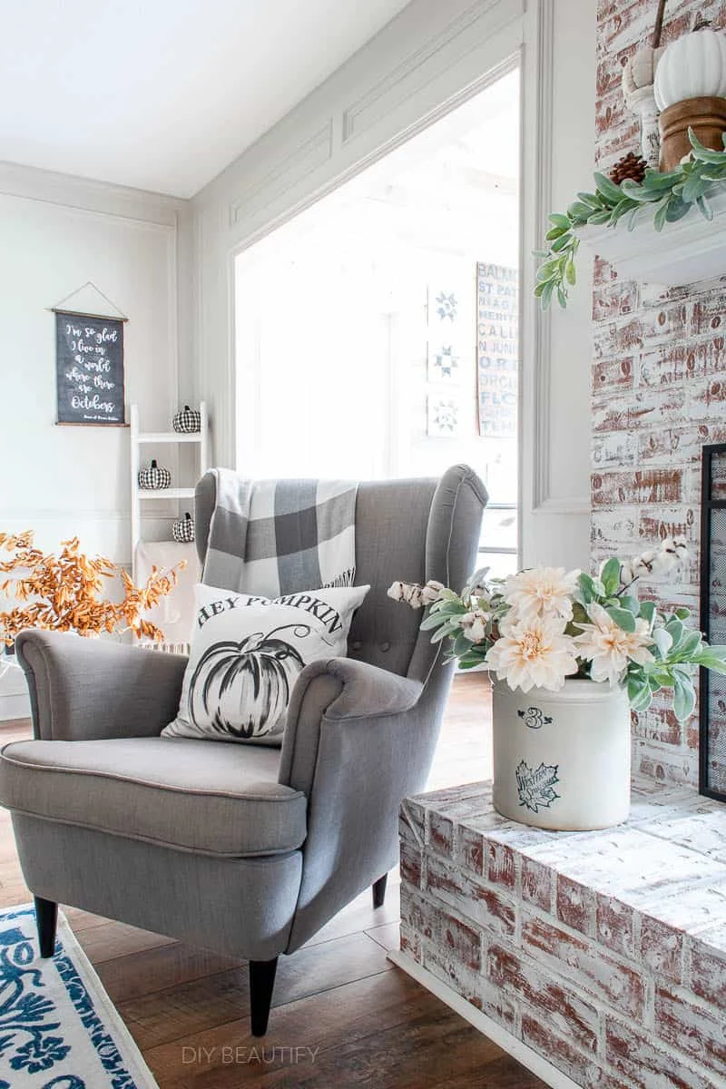 cozy chair and fall decor