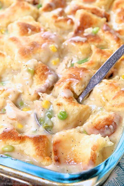 Lazy Biscuit Chicken Pot Pie Casserole