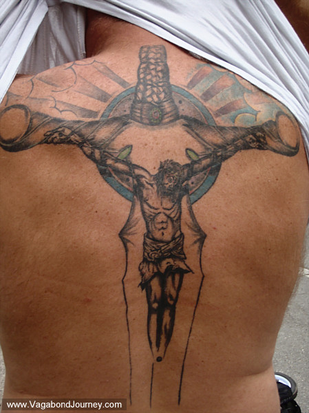 tattoo crosses. big cross tattoos on back