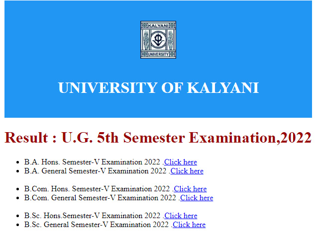 Kalyani University 5th Sem Result 2022