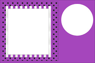 Black Polka Dots in Purple: Free Printable Invitations, Labels or Cards.