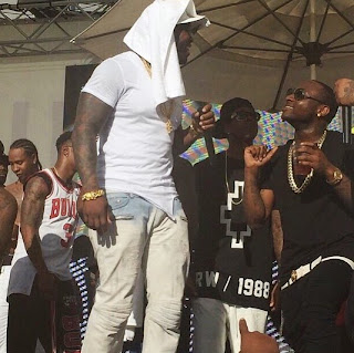  Davido performs on stage with 50cent and Jeremih in Vegas