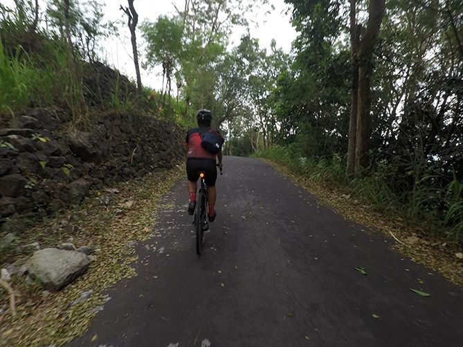 Melintasi jalan menuju Candi Barong