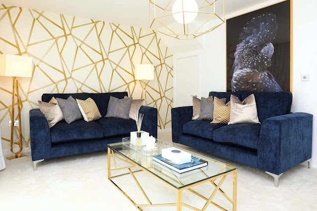 navy blue and gold living room ideas