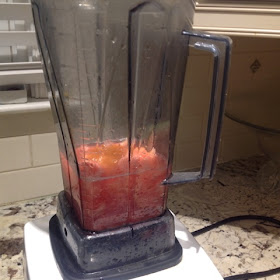 blender with watermelon limeade in it 