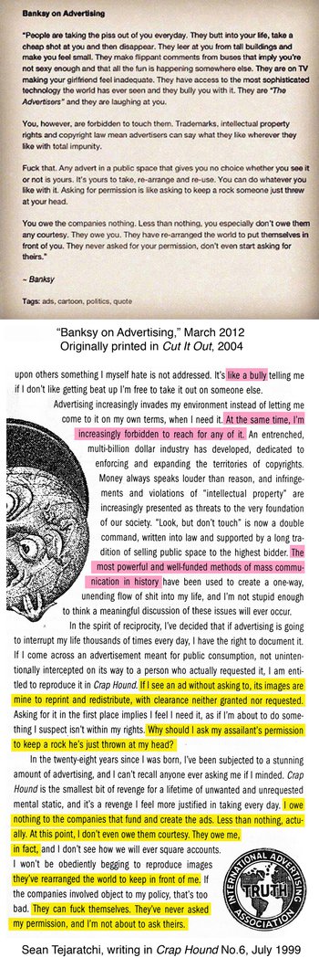 good you've recently seen the'Banksy on Advertising' quote that begins