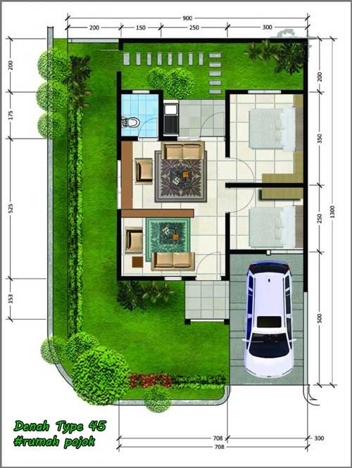  Denah  Rumah  Type  45  Pojok 8 contoh denah  rumah  minimalis  