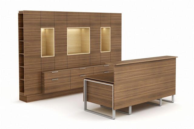wood veneer executive reception furniture