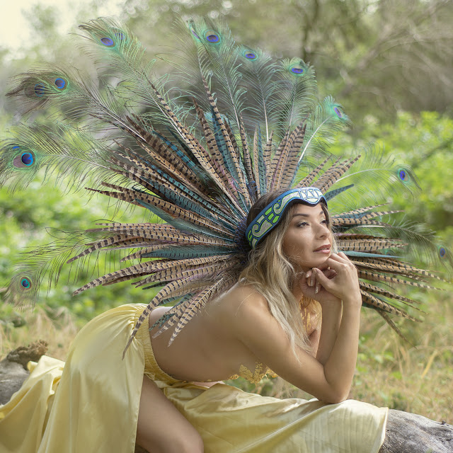 Yvette Marie Ramirez model as Aztec deity fantasy photography implied nude