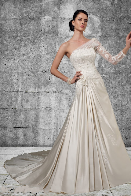 Lace-one-shoulder-long-sleeve-wedding-dresses