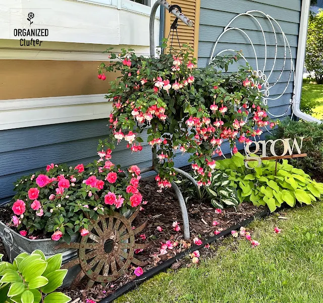 Photo of front bay window planters.