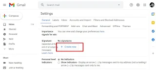 Create new signature in Gmail