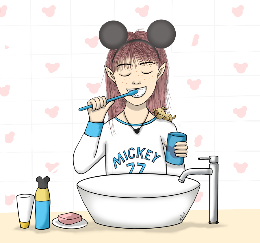 drawing- girl brushing teeth