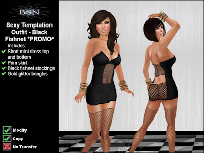 BSN Sexy Temptation Outfit - Black w/Fishnet *PROMO*