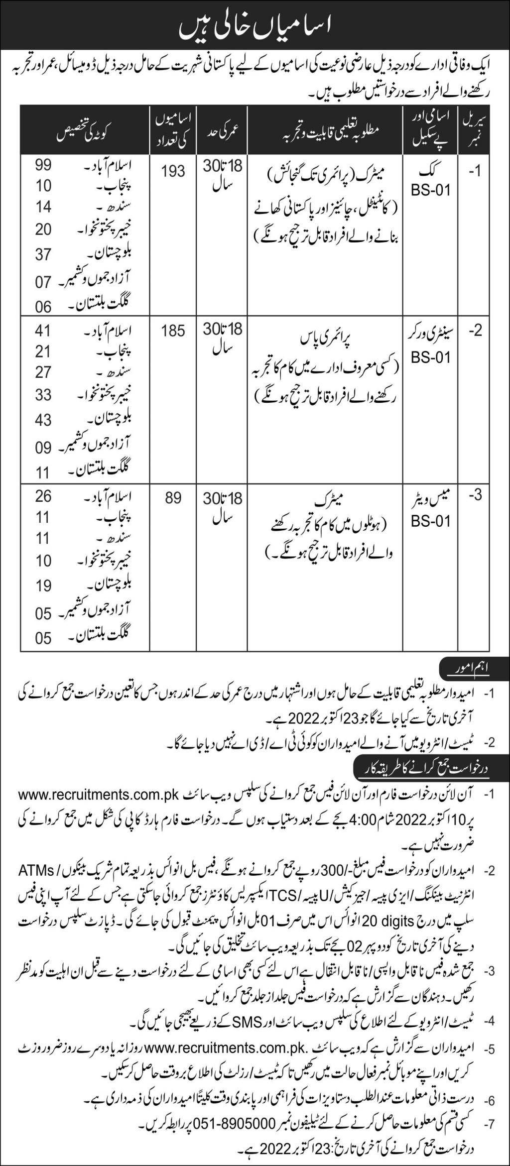 Ministry Of Defence MOD Jobs Islamabad Latest