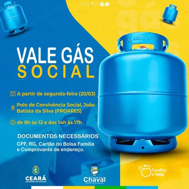 Vale-Gás | Prefeitura de Chaval divulga lista 