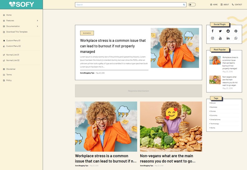 Sofy Blogger Template